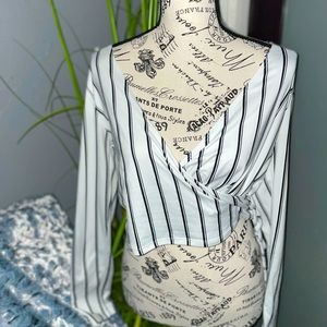 Stripped. Soft, silky, long sleeved blouse